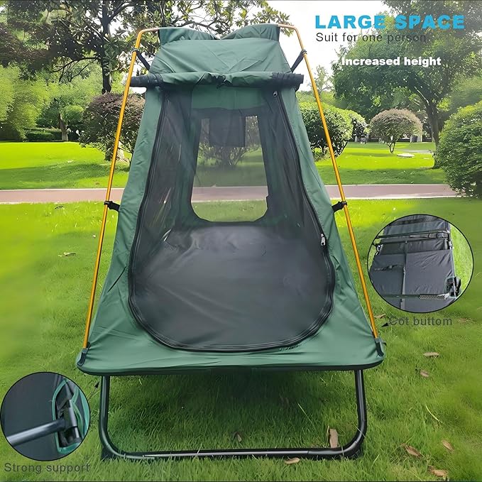 Tent Cot Folding Off The Ground Waterproof Camping Sleeping Bed with Rain Cover