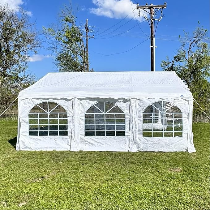 DELTA 20'x20' Budget PE Party Tent + (1) Long and (1) Short Bags Tents for Partiescarpas para FiestasHeavy Duty Upgraded Galvanized Wedding Tent Canopy Big Tents Carport Outdoor Event(B Model)