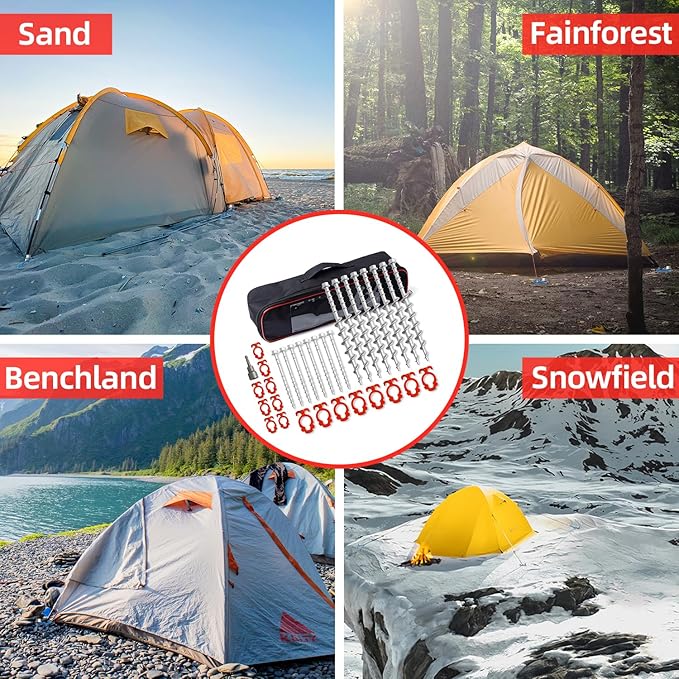 16 Psc Non-Rust Cast Aluminum Ground Anchors - Heavy Duty Screw in Tent Stakes for Superior Stability Ideal for Tents Canopies Sheds Car Ports Swing Sets Outdoors