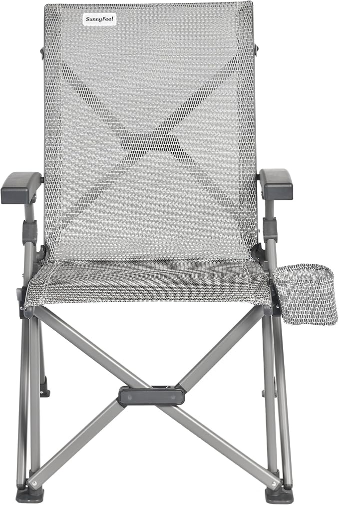 SUNNYFEEL Folding Camping Chair Heavy Duty Ergonomic Chairs Support 500lbs with Adjustable Breathable High Back Support and Cup Holder Aluminum Frame for Fishing Camp Beach Lawn RV Patio