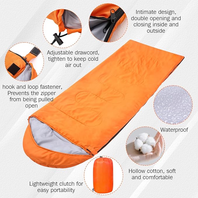 Macarrie 4 Pcs Bulk Sleeping Bags for Adults 0 Degree Waterproof Backpack Bags with Compression Sack for Backpacking Camping Hiking Emergency Shelters