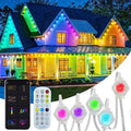 Permanent Outdoor Lights ASTRAEA 100ft RGBW Smart Eaves Lights with APP &amp Remote Control IP67 Waterproof LED Roof Lighting DIY Scenes Modes for House Roof Decor Christmas Party Holiday and D