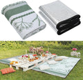 91x 71 in Extra Large Outdoor Picnic Blanket with Waterproof Mat Oversize Beach Woven Cotton Yarn Blanket with Fringe Machine Sandproof for Spring Summer Camping Beach Park(PlantsGreen)
