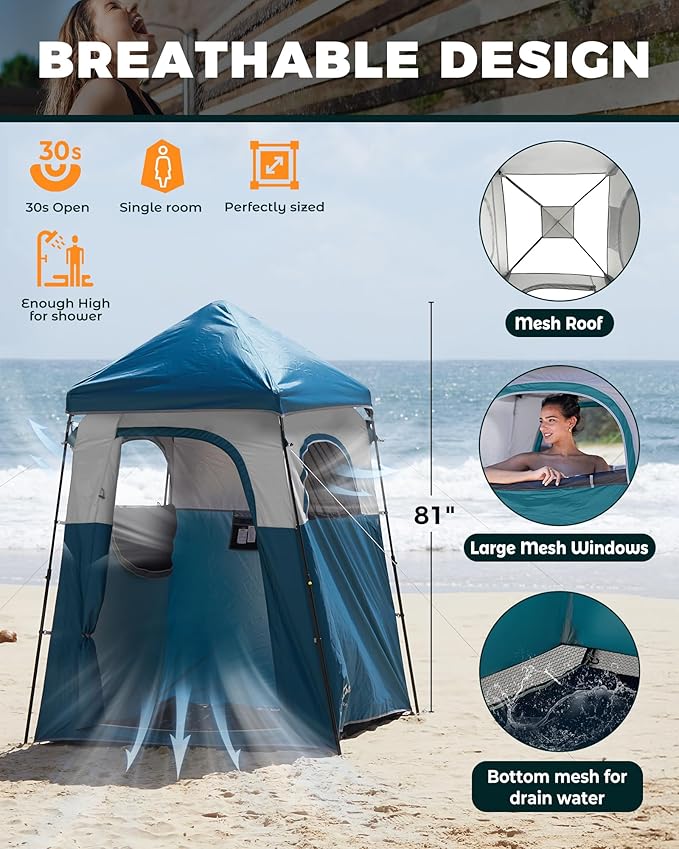 KingCamp Instant Shower Tent Portable Superior Stable Privacy Shelter Large Room Outdoor Toilet Tent with Floor for Beach Camping &amp Hiking Setup in Under 60s