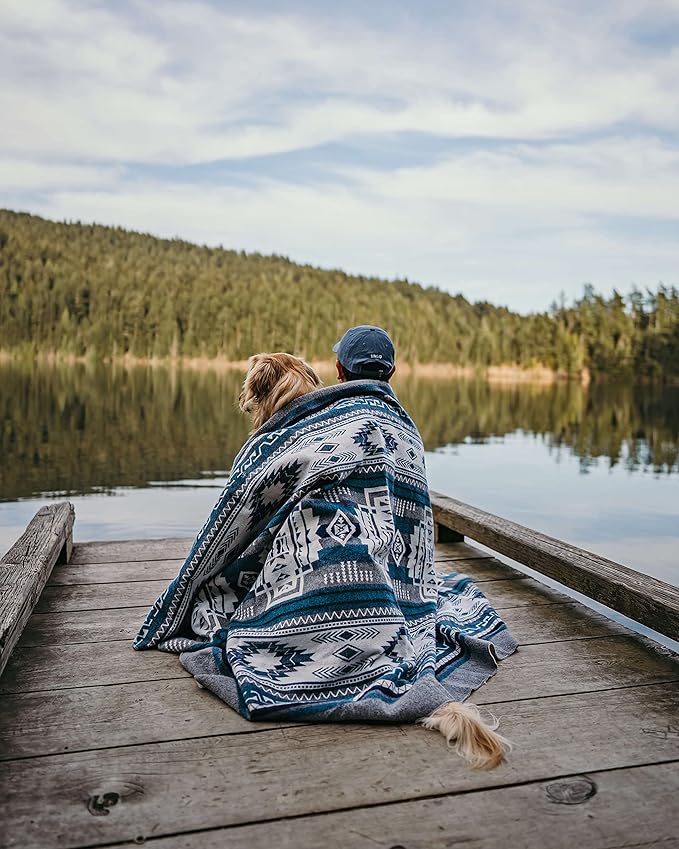 Inca Aztec Throw Queen King Blanket | Southwest Indian Navajo Boho Style | Native Cover for Camping Bedding Couch Vanlife | Faux Alpaca Lightweight Hypoallergenic (Condor Gray Throw)