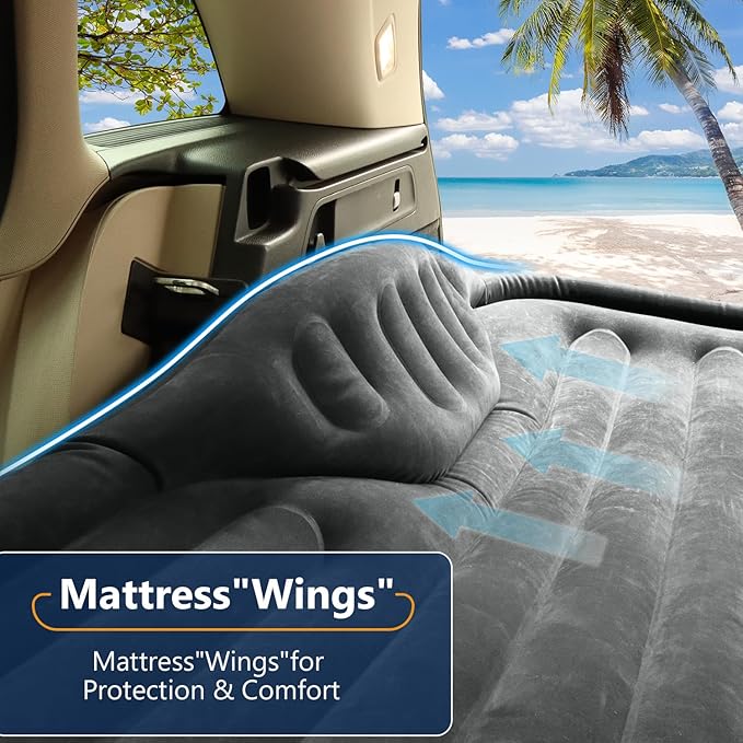SUV Air Mattress with Built in PumpLeakproof Comfortable Durable Car Air Mattress Car Bed Mattress with Built-in Pillowfor SUV Minivan MPV Road Trip Inflatable Bed