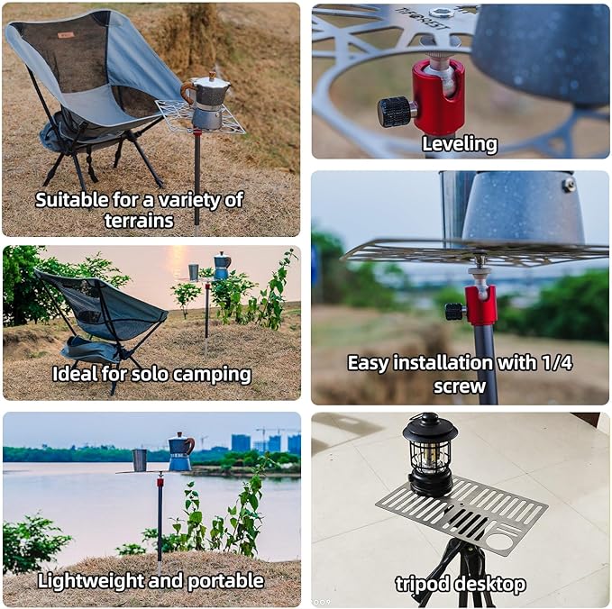 UT201 Hammock Camping Table Titanium Ultralight Camping Table Universally Adjustable Tabletop Backpacking Table for Solo Camping