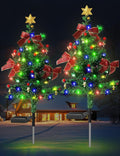 Solar Christmas Decorations Trees Lights Outdoor Waterproof 40LED-Lights Solar Yard Decorative Solar Stake Lights Xmas Tree Garden Decor with Constant &amp Flashing Modes for Pathway Lawn Patio 2P