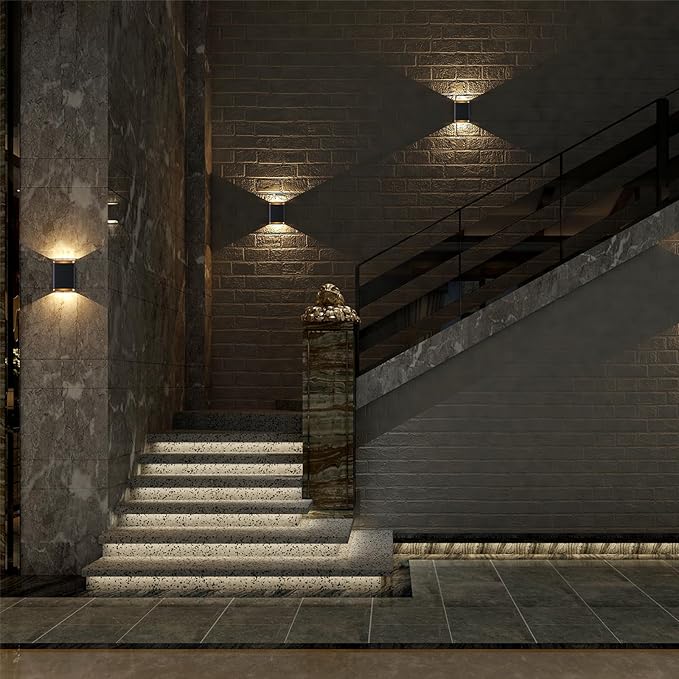 Wall Lights for Bedroom Up and Down Indoor Wall Light Outdoor Wall Sconces LED Dimmable 7.8 Inch Modern Porch Light IP65 Waterproof Wall Lamp for Yard120-277V15.5W 3000K CRI90+ (Black)