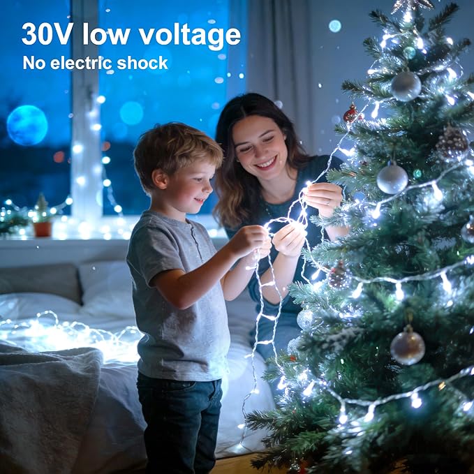 LED String Lights 165FT 500LED 30V Plug in Waterproof String Lights with 8 Modes for Indoor and Outdoor Party Wedding Home Patio Lawn Garden Supplies (Cool White)