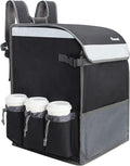 PACMAXI Food Delivery Backpack Insulated Food Delivery Bag with 6 Cup Holder Reusable Food Delivery Bag with Reflective Straps(Black)