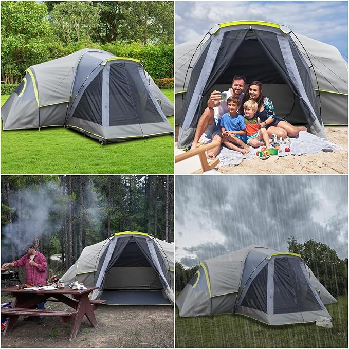 Outvita 8/10 Person Camping Tent Large 2 Room Family Tent with Weatherproof Instant Cabin Shelter with Rainfly &amp Carry Bag for Backpacking Hiking Car Traveling…