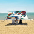 ALAZA Leopards Cheetah Fighting Beach Tent Sun Shelter UPF50+ Protection Beach Shade Canopy w/ 4 Sandbags for Outdoor Camping Fishing Backyard Fun Picnic 10x9 ft