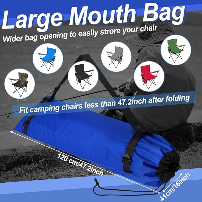 2 Pieces Camp Chair Replacement Bag Folding Foldable Chair Purse Camp Replacement Outdoor Tent Bag for Storage Carrying with Shoulder Strap 47.2 Inches(Dark Blue)