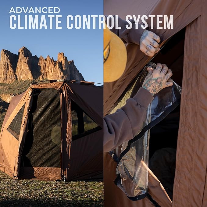 Gazelle Tents™ Backcountry T5 All-Season Hub Tent – Quick 90-Second Setup Heavy-Duty 300D Ripstop Fabric HVAC Port 4-Season Shelter for Overlanding Camping and Basecamp Adventures GBC50WN