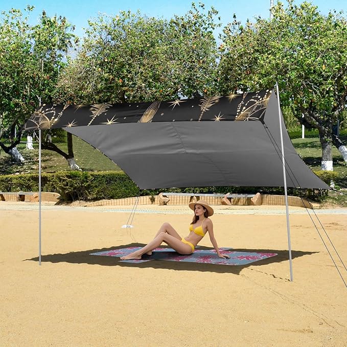 ALAZA Dreamcatcher Crescent Moon Beach Tent Sun Shelter UPF50+ Protection Beach Shade Canopy w/ 4 Sandbags for Outdoor Camping Fishing Backyard Fun Picnic 10x9 ft