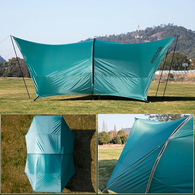 BISINNA Camping Tarp 18x13ft Car Awning Blackout Waterproof Hammock Rain Fly Sun Shade Rain Protection Canopy for Outdoor Beach Picnic (Green)