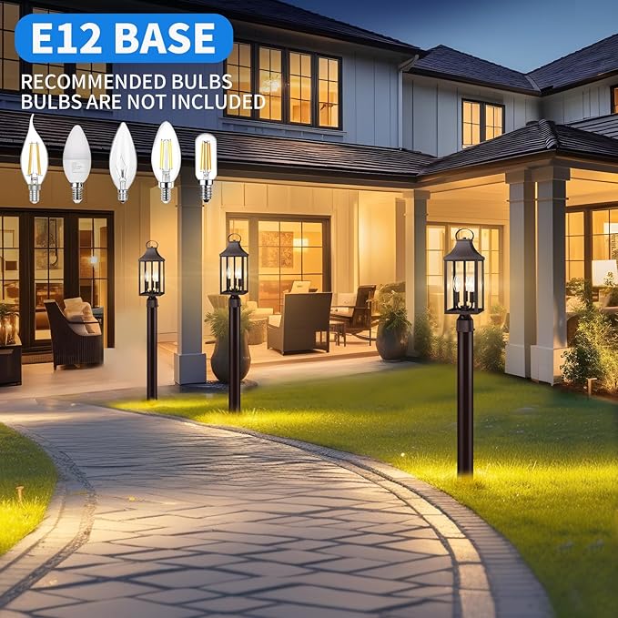 18.62'' Dusk to Dawn Post Light Outdoor Large 3-Light Lamp Post Light Fixture Modern Pillar Outside Lighting Waterproof Post Lantern Lamp Outdoor Post Light Fixtures Pole Lights for Porch Brown