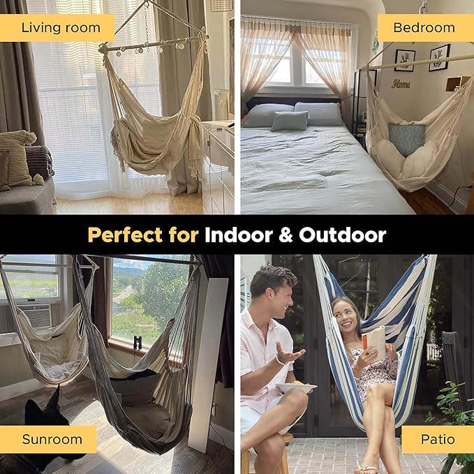 ADVOKAIR Hammock Chair Large 70.9x47.2 32% Bigger XXL Hanging Swing Chair with 500lbs Capacity Heavy Duty Steel Spreader Bar Extra Roomy Comfort for Adult Indoor Outdoor Bedroom Patio