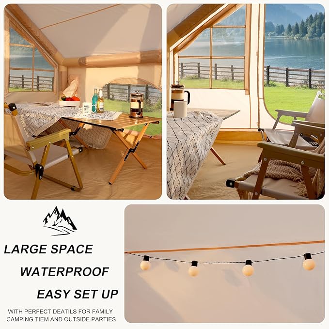 Tents for Camping - Inflatable Tent with PUM Instant Setup Waterproof Tent Oxford Fabric Camping Tent with Skylight 3x2.4x2.2m Large Inflatable Camping Tent 4 Season Family Tents for Camping