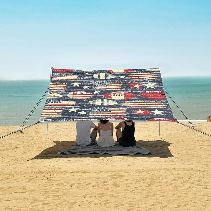 Rugby Pattern (45) Camping Sun Shelter Beach Tent Portable Beach Sun Shade Outdoor Canopy for Camping Trips Fishing Picnic