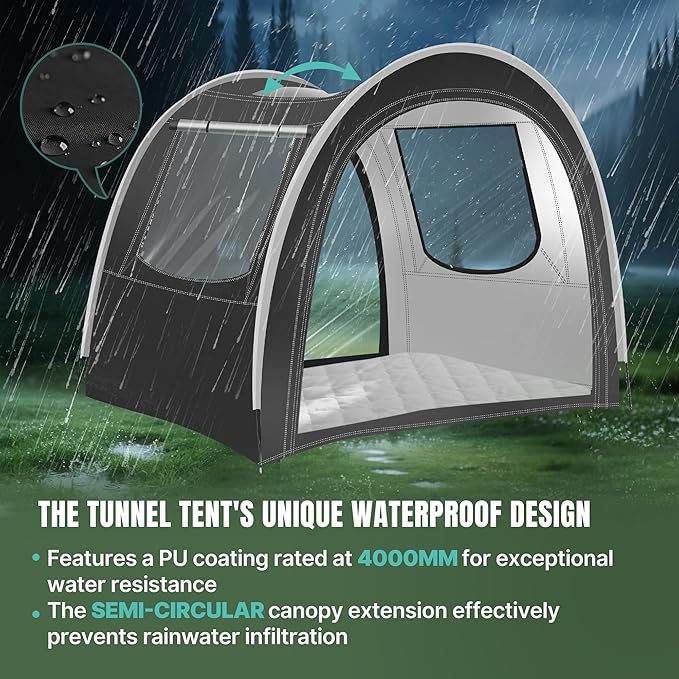 Tunnel &amp Camping Tent 82x71x65 in 2/3/4 Person Three-Layer Design with Mesh/PVC/Oxford Fabric Glamping Tent Weatherproof/Sunshade Portable Tents for Outdoor Easy Setup