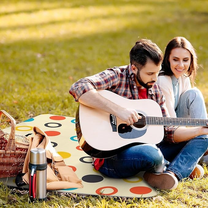 Modern Mid Century Seamless Abstract Pattern Waterproof Outdoor Picnic Blanket Sandproof Beach Mat for Camping Hiking Grass Travelling