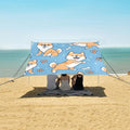 Cute Shiba Inu Paws Bones Camping Sun Shelter Beach Tent Portable Beach Sun Shade Outdoor Canopy for Camping Trips Fishing Picnic