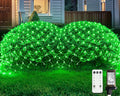 JMEXSUSS Green Christmas Net Lights 360 LED 12ft x 5ft Bush Lights Outdoor Plug in 8 Modes with Remote Connectable for Christmas Patrick Day Decorations Clear Wire