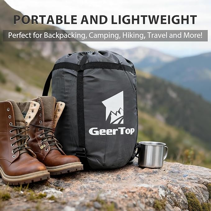 GEERTOP Double Camping Sleeping Bag with Blanket Queen Size Two Person Sleeping Bag for Adults Couples or Family Outdoor Backpacking Travel
