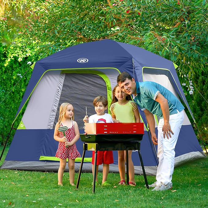 UNP 2/4/6/8 Person Tent Portable Cabin Tent Camping Tent 4-Person Easy Set Up Waterproof with Top Rainfly for Outdoor Camping/Hiking