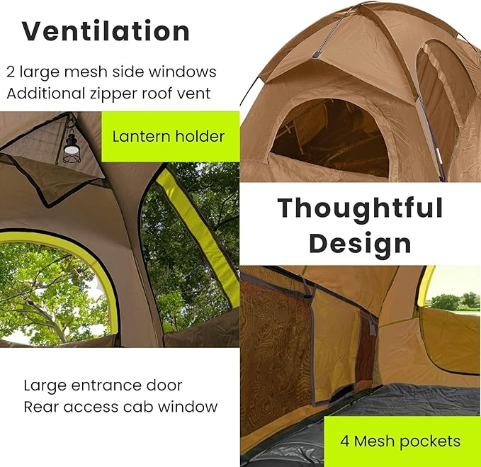 Savvycraft Pickup Truck Tent for Full Size and Mid Size Truck Short Bed and Long Bed Waterproof P3000mm 2-Person Double Layer Truck Bed Camping Tent Expandable Awning Rainfly Storage Bag Included