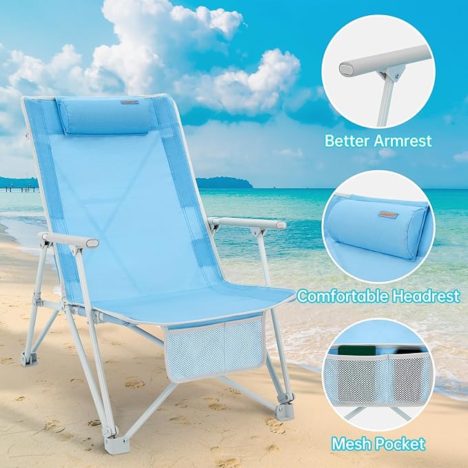#WEJOY Folding Webbed Lawn Beach Chair - Heavy Duty Portable Outdoor Chair with Hard Armrest for CampingGardenConcertsFestivals and Sand Picnic BBQ265 LBS