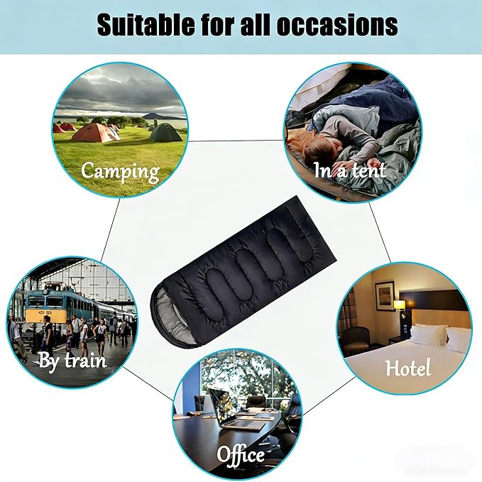 SNZ All-Season Lightweight Sleeping Bag - Mummy Camping Sleeping Bag for Adults &amp Kids Camping Essentials Warm &amp Cold Weather for Hiking Backpacking