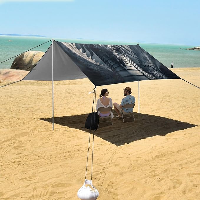 ALAZA Dragon Portrait Magic Beach Tent Sun Shelter UPF50+ Protection Beach Shade Canopy w/ 4 Sandbags for Outdoor Camping Fishing Backyard Fun Picnic 10x9 ft