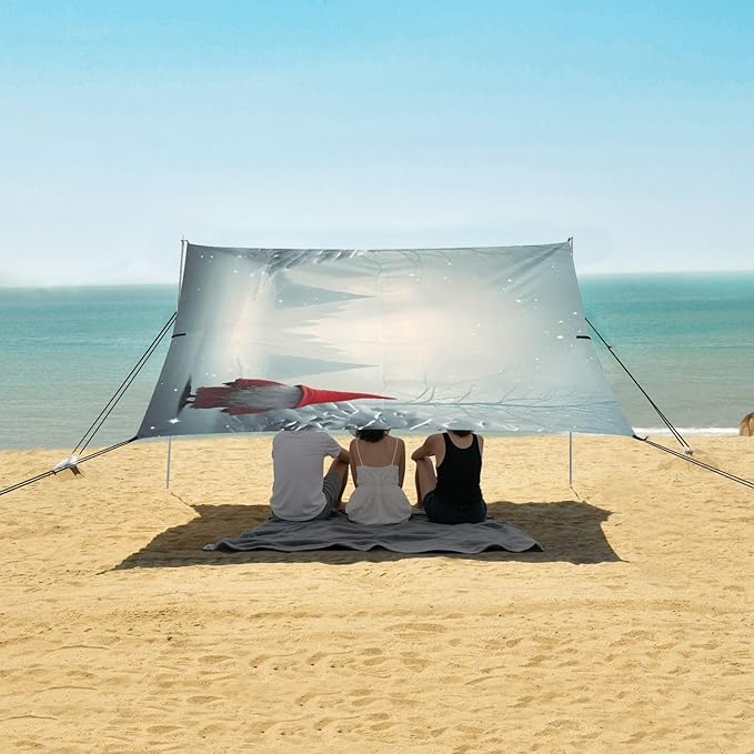 Christmas GnomeCamping Sun Shelters 9.2 x 10.5 FT Beach Canopy Tent Sun Shade with Carrying Bag for Camping Trips Fishing Backyard Fun or Picnics 21341331