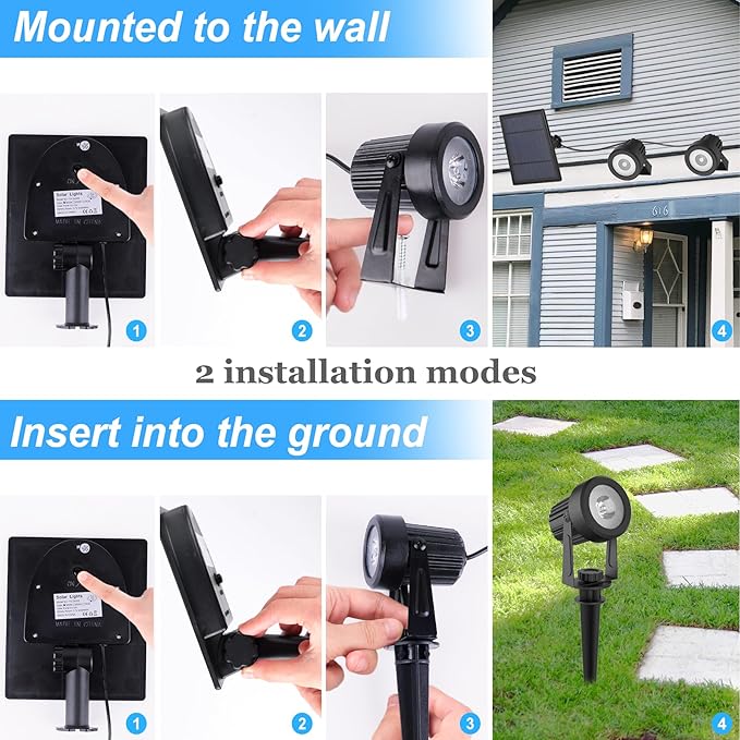 Solar Spot Lights Outdoor Color ChangingSolar RGB Spotlights Waterproof Colored Landscape Lighting Auto ON/Off Adjustable Garden Lights for Yard Garden Driveway Pool Lawn (6-in-1)