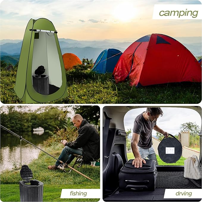 Camping Toilet Kit with Pop Up Privacy Tent X Large Portable Folding Toilet Potty for Adults Outdoor Camp Shower TentsChanging Room with Carry Bag