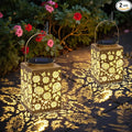2 Pack Solar Lanterns - Waterproof Metal Hanging Solar Lights Outdoor Decorative Solar Powered LED Lamp for Patio Tabletop Porch Deck Yard Garden Decor for Outside (Sunflower)