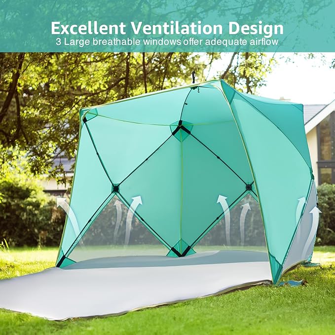 Old Bahama Bay Pop Up Beach Tent Portable Shade Sun Shelter UPF50+ UV Protection for 4 Person Extendable Floor for Fishing Hiking Camping Waterproof Windproof（Mint Green