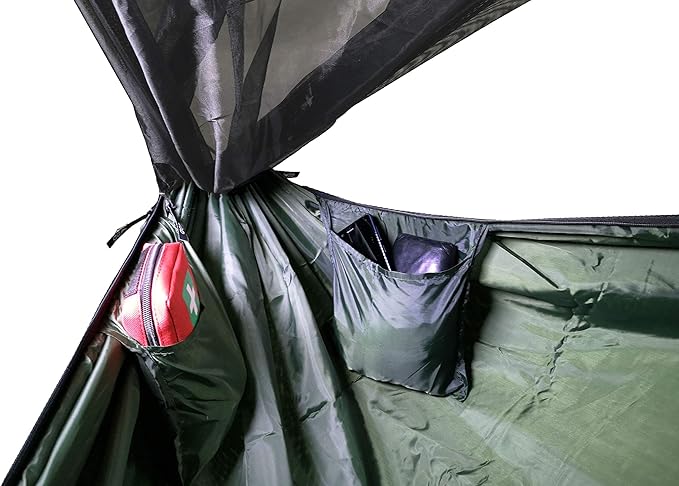 DD Hammocks Frontline Hammock - Olive Green - Portable Lightweight Camping Jungle Hammock with Mosquito Net for Outdoor Backpacking &amp Hiking