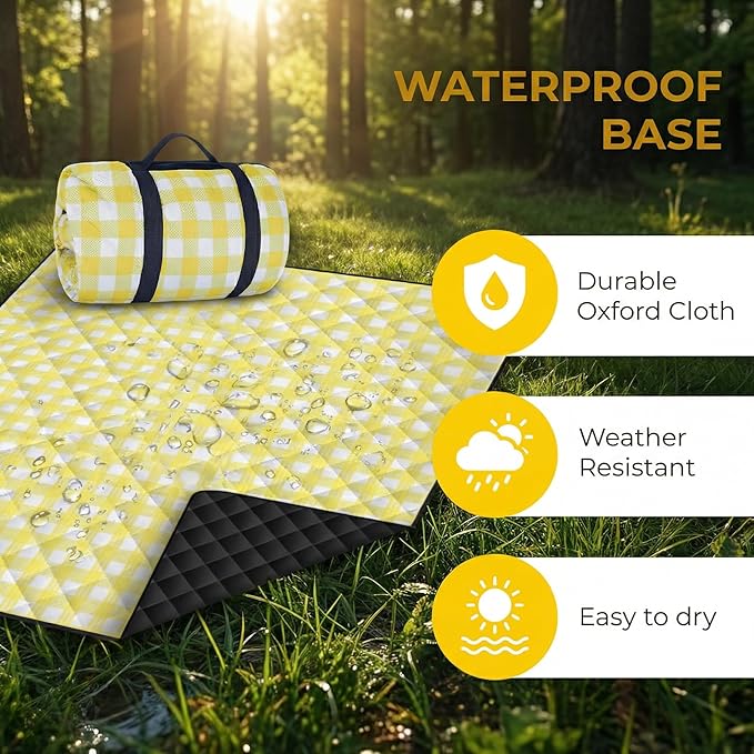 Large 80x80 Waterproof Picnic Mat | Foldable Outdoor Blanket for Beach Park Camping &amp Hiking | Sand &amp Grass Resistant | Perfect for Family Gatherings Travel
