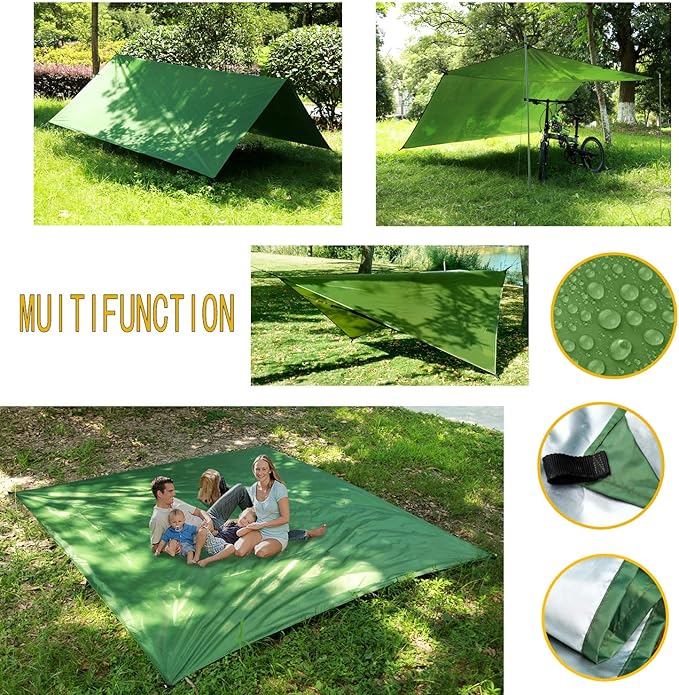 Oversized rain TarpaulinCamping Hammock with Mosquito Net Rain Fly Heavy Duty Tree StrapSingle Double Hammock Tent Waterproof Rainfly SetCamping Backpacking Backyard Patio Hiking Travel Outdoor