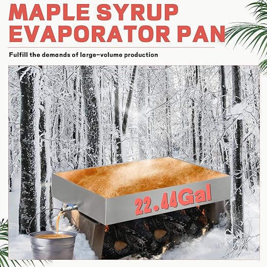 Maple Syrup Evaporator Pan 22.44Gal 304 Stainless Steel Maple Syrup Evaporator 36 x 24 x 6 Inch Feed Pan for Boiling Maple Syrup for Home and Outdoor Use