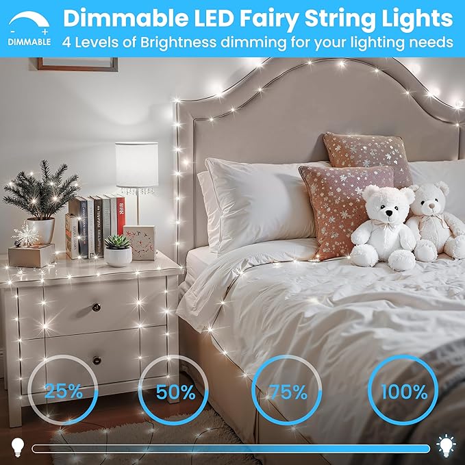 492FT 1500 LEDs String Lights with Remote Dimmable 8 Modes Timer &amp Memory Function Fairy Rope Light for Christmas Tree Indoor Decor-Cool White