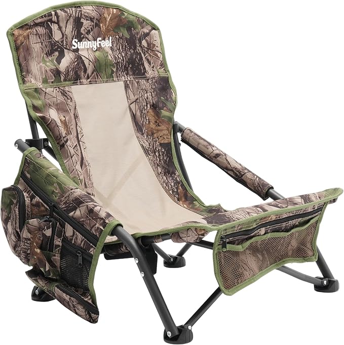 SUNNYFEEL Turkey Hunting Chair Hunting Blind Chair Portable Camping Chair with Mesh Back Storage Pocket and Carry Bag for Hunting Fishing Outdoor Travel Picnic Shooting