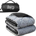 Waterproof Outdoor Blanket 82”X 55” Packable Stadium Blankets for Camping with Sherpa Fleece Lining Large Windproof Emergency Throw for Garss Picnic Hiking Road Trip Machine Washable Black 300GSM
