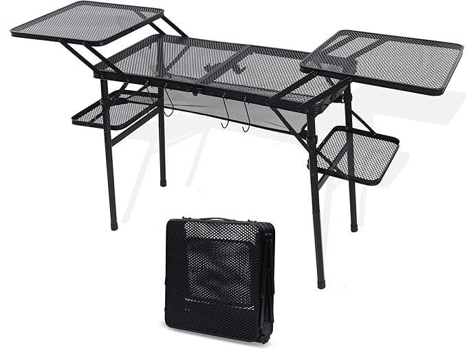 Nice C Camping Table Compact Folding Table Tailgate Grill Table Outdoor Tables Camping Tables That Fold Up Lightweight with 4 Side Tables &amp Mesh Net for BBQ Camping