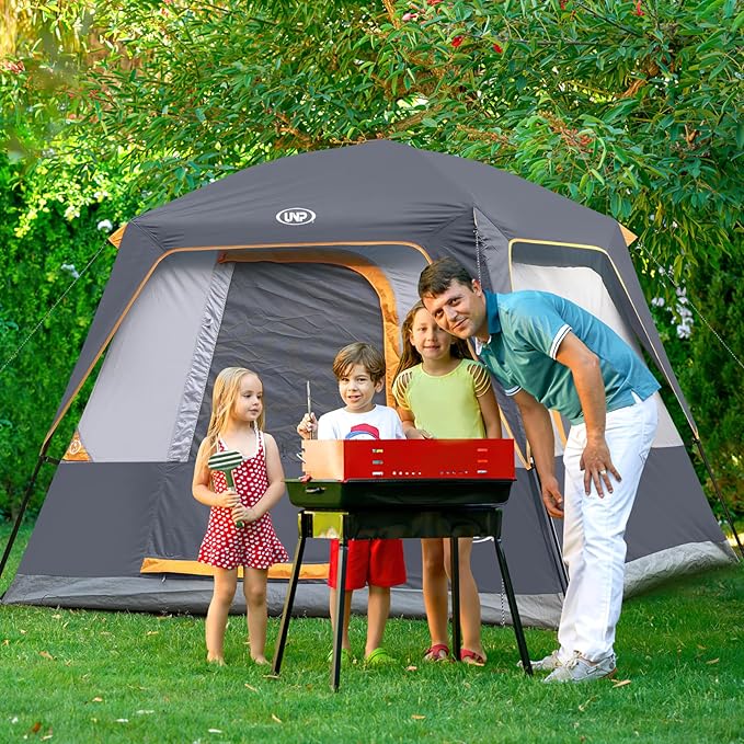 UNP 2/4/6/8 Person Tent Portable Cabin Tent Camping Tent 4-Person Easy Set Up Waterproof with Top Rainfly for Outdoor Camping/Hiking