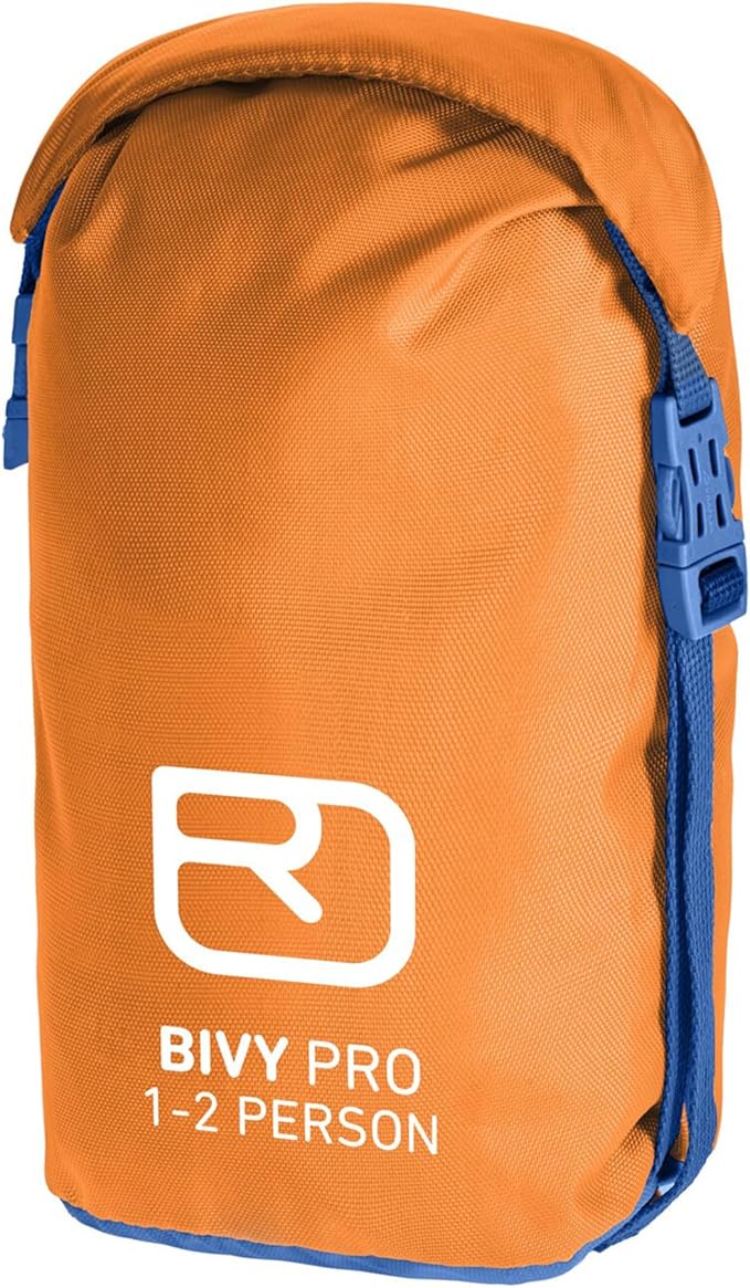 Ortovox Bivy Pro Safety Orange Windproof Emergency Bivy Sack for Two Persons with Silver Thermal Lining &amp Tent Function for Alpine Rescue &amp Touring